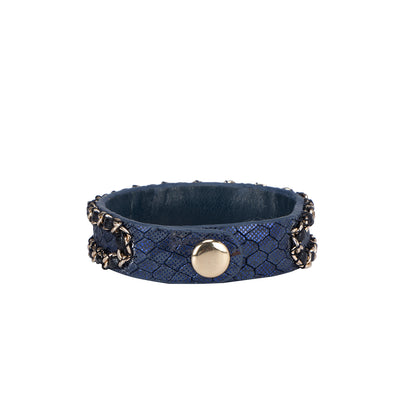 Snake Leather Wrist Band - Blue