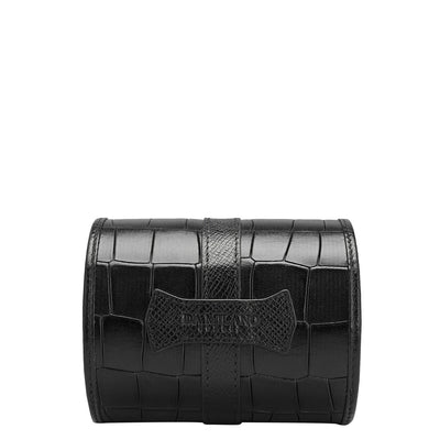 Croco Leather Watch Case - Black