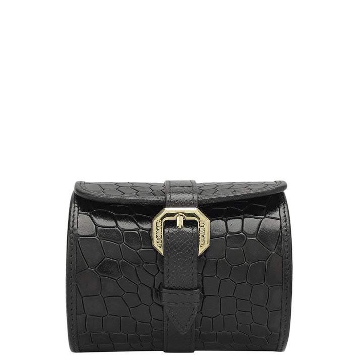 Croco Leather Watch Box - Black