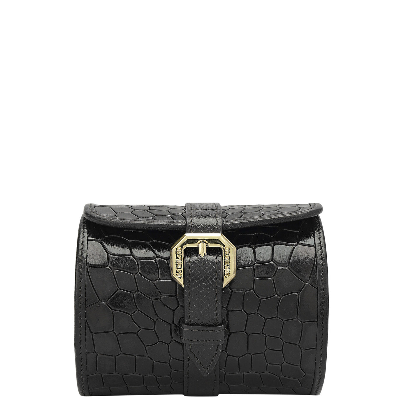 Croco Leather Watch Box - Black