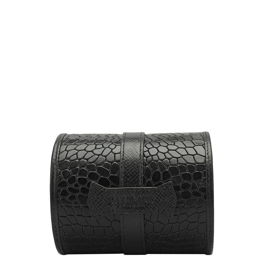 Croco Leather Watch Box - Black
