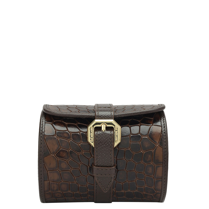 Croco Leather Watch Box - Brown