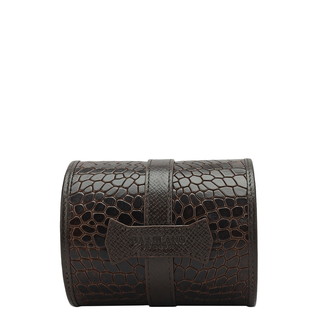 Croco Leather Watch Box - Brown