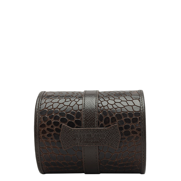 Croco Leather Watch Box - Brown