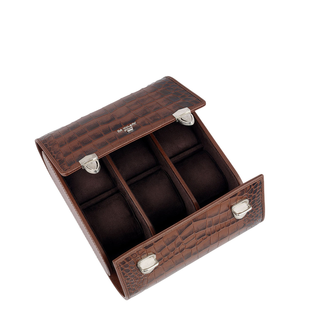 Croco Leather Watch Box - Date