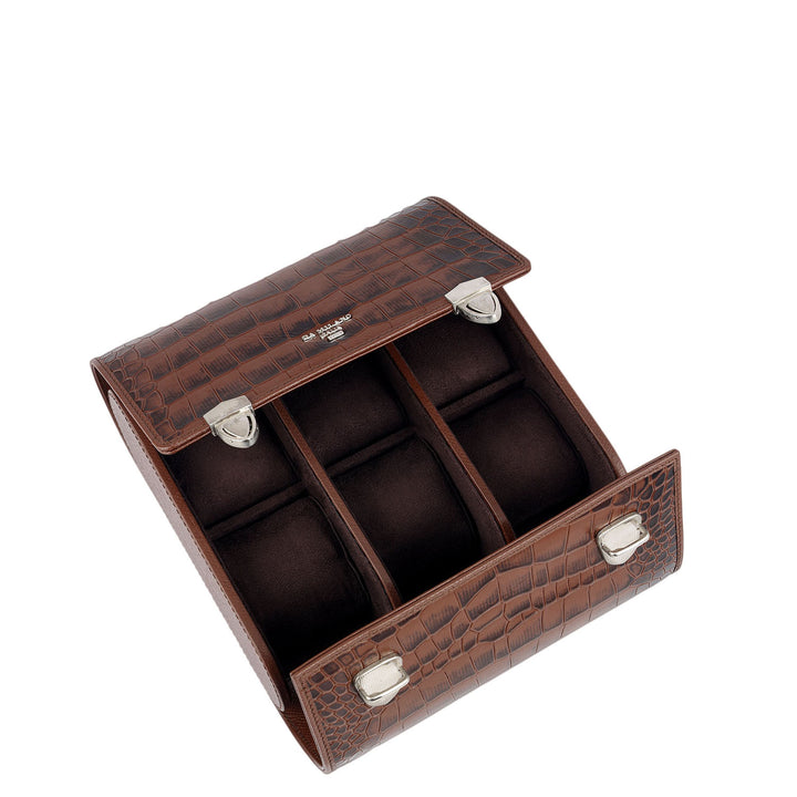 Croco Leather Watch Box - Date