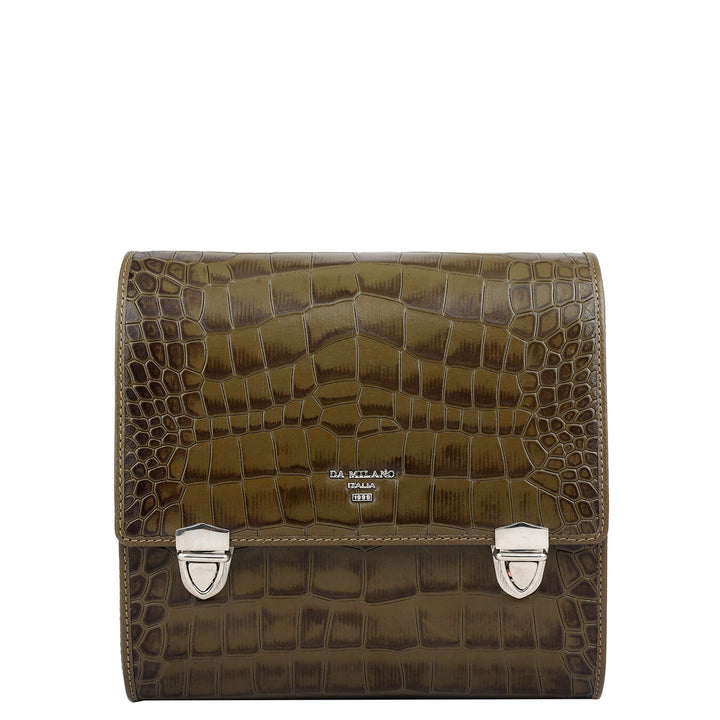 Croco Leather Watch Box - Military Green