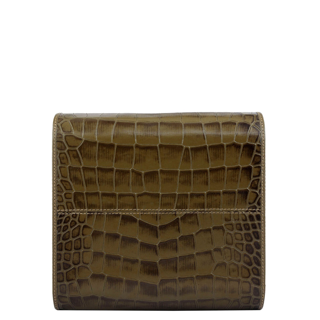 Croco Leather Watch Box - Military Green