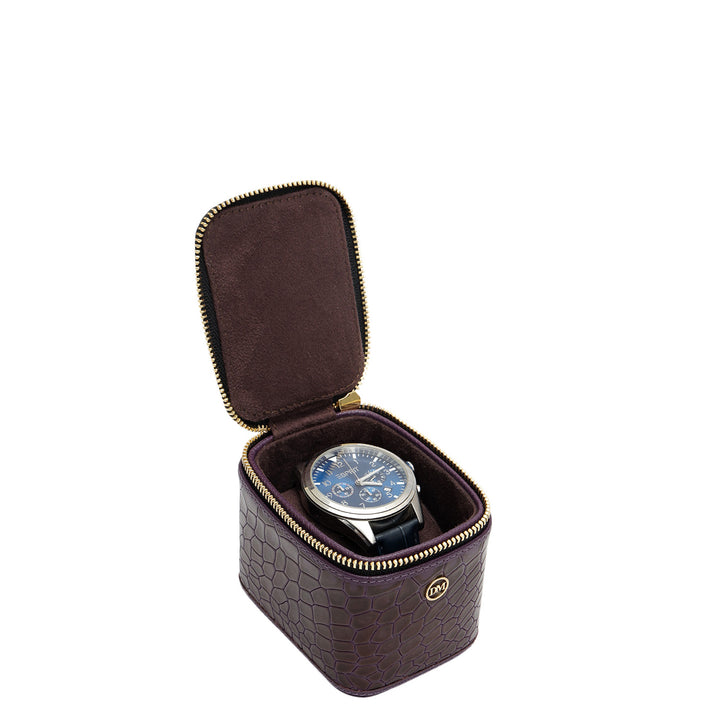 Croco Leather Watch Box - Grapevine