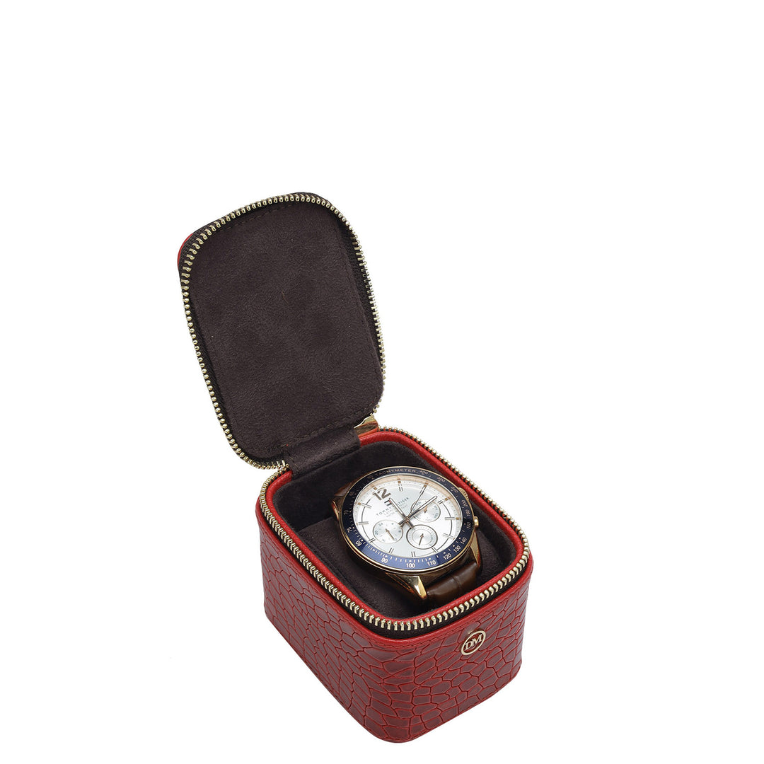 Croco Leather Watch Case - Red