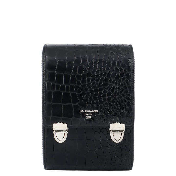 Croco Leather Watch Box - Black