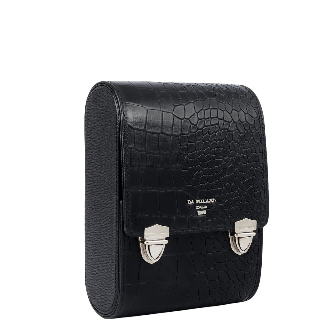 Croco Leather Watch Box - Black