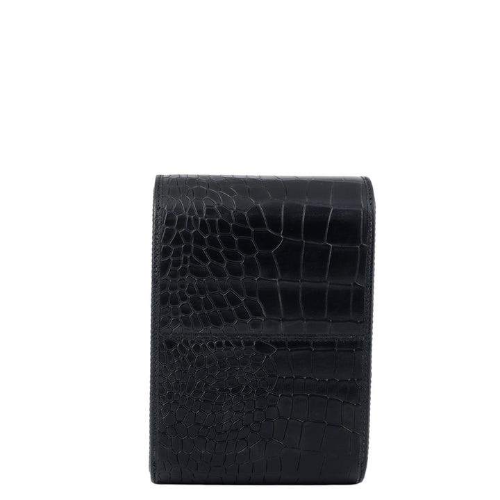 Croco Leather Watch Box - Black
