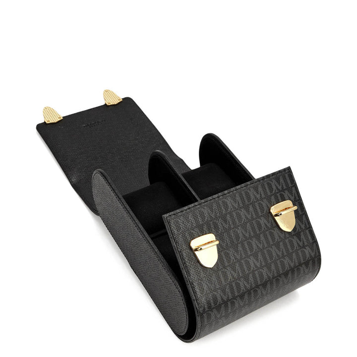 Monogram Leather Watch Box - Black