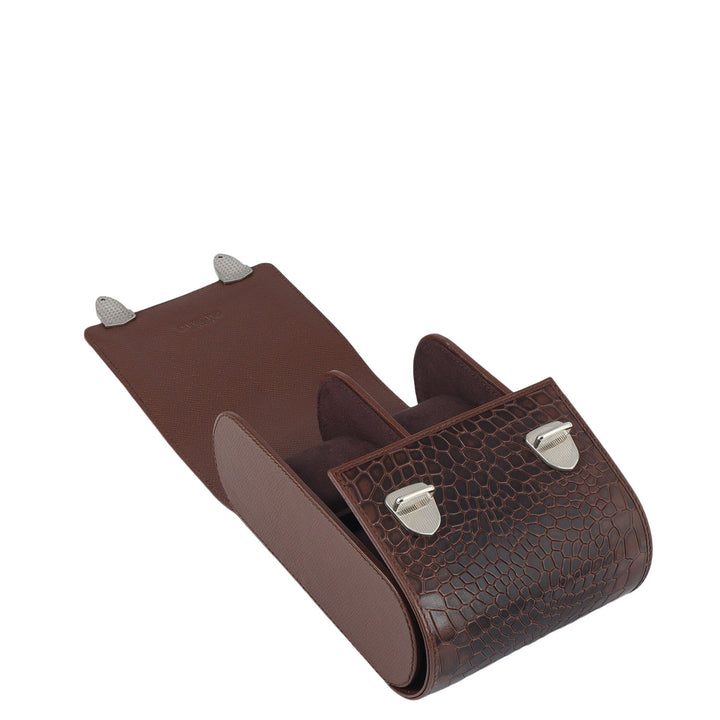 Croco Leather Watch Box - Date
