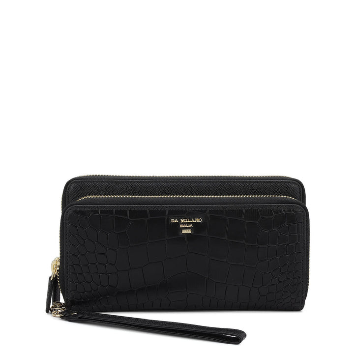 Croco Leather Ladies Wallet - Black