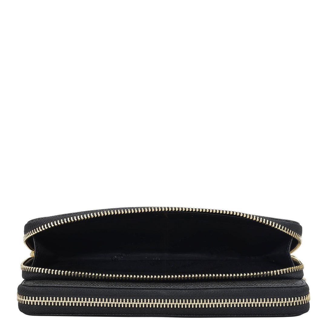 Croco Leather Ladies Wallet - Black