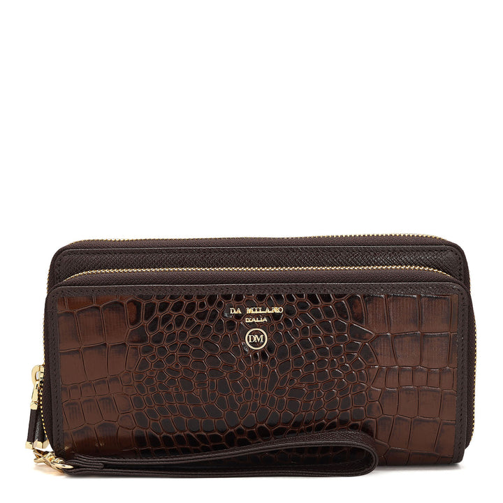Croco Leather Ladies Wallet - Brown