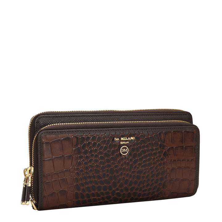 Croco Leather Ladies Wallet - Brown