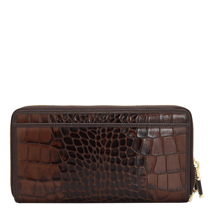 Croco Leather Ladies Wallet - Brown