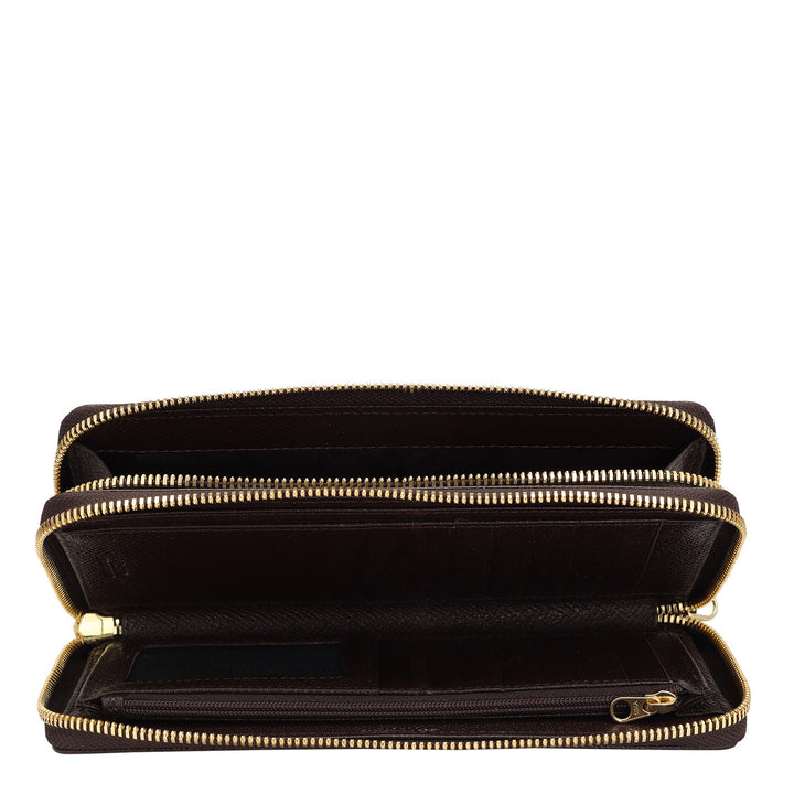 Croco Leather Ladies Wallet - Brown