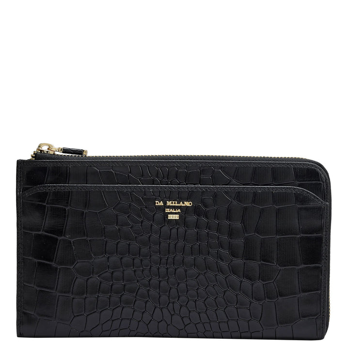 Croco Leather Multi Pouch - Black