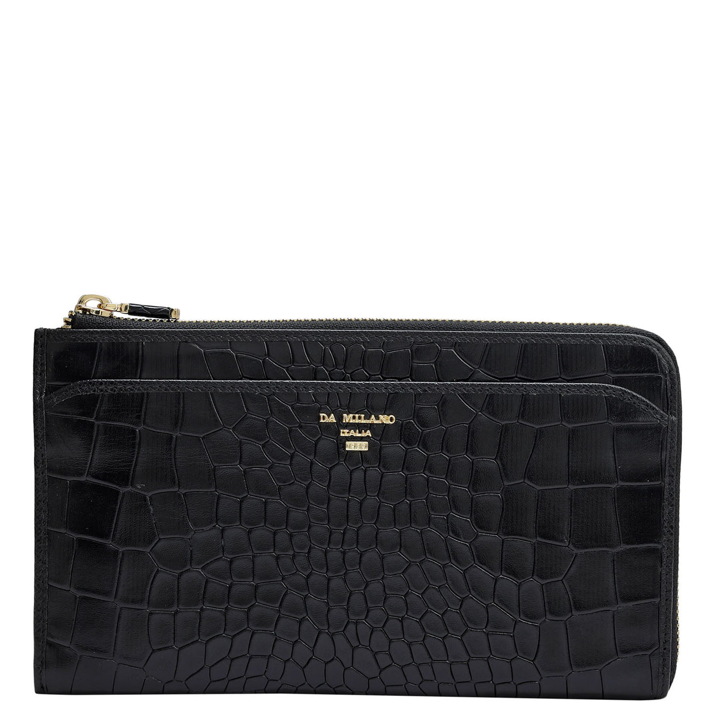 Croco Leather Multi Pouch - Black