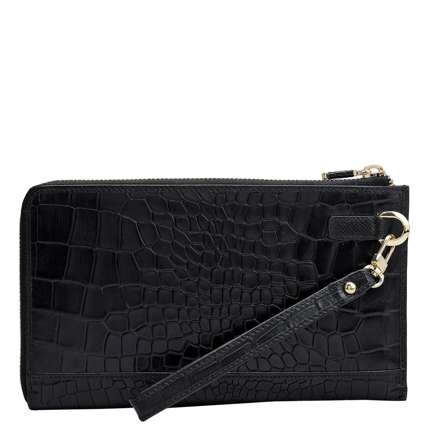 Croco Leather Multi Pouch - Black