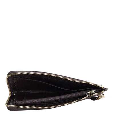 Croco Leather Multi Pouch - Brown