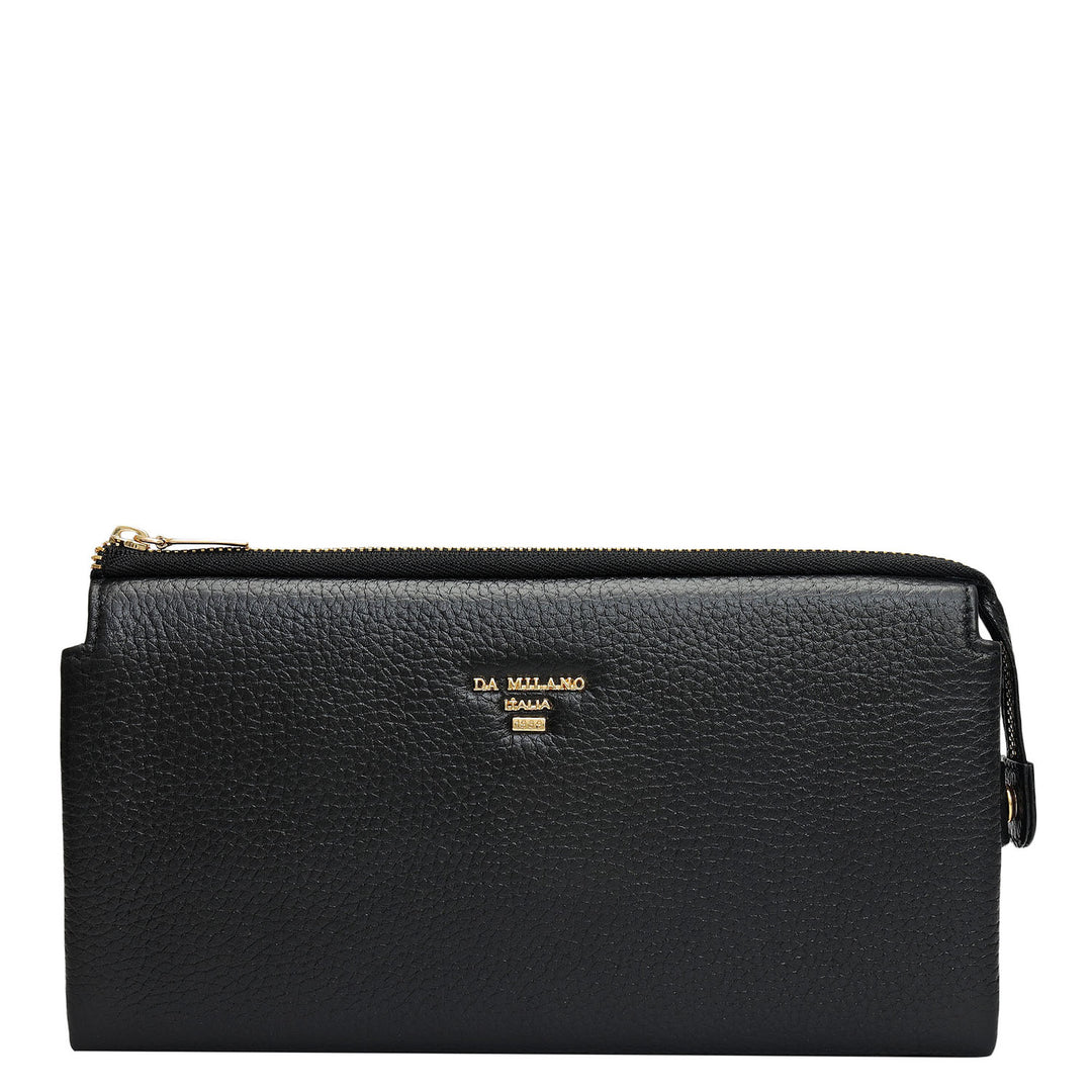 Wax Leather Ladies Wallet - Black