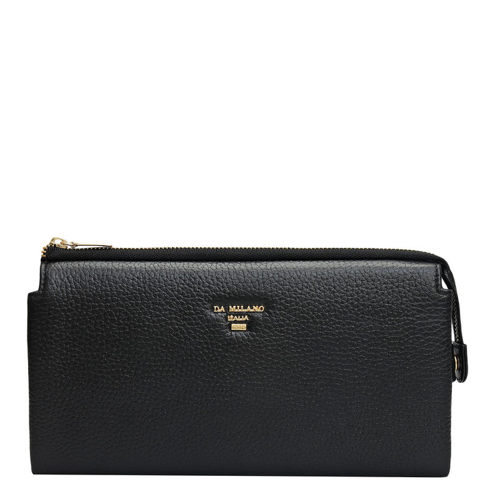 Wax Leather Ladies Wallet - Black