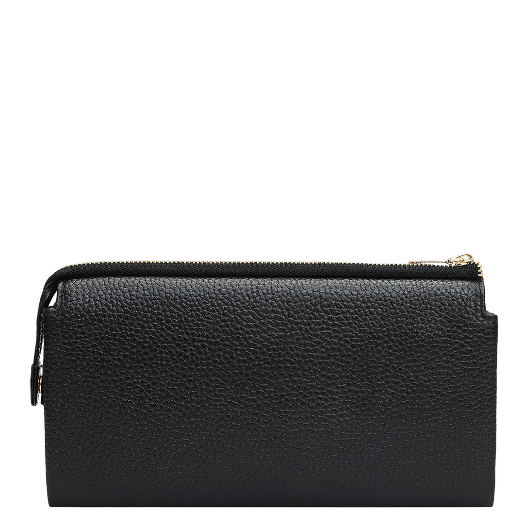 Wax Leather Ladies Wallet - Black