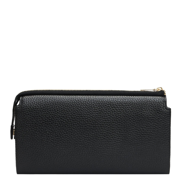 Wax Leather Ladies Wallet - Black