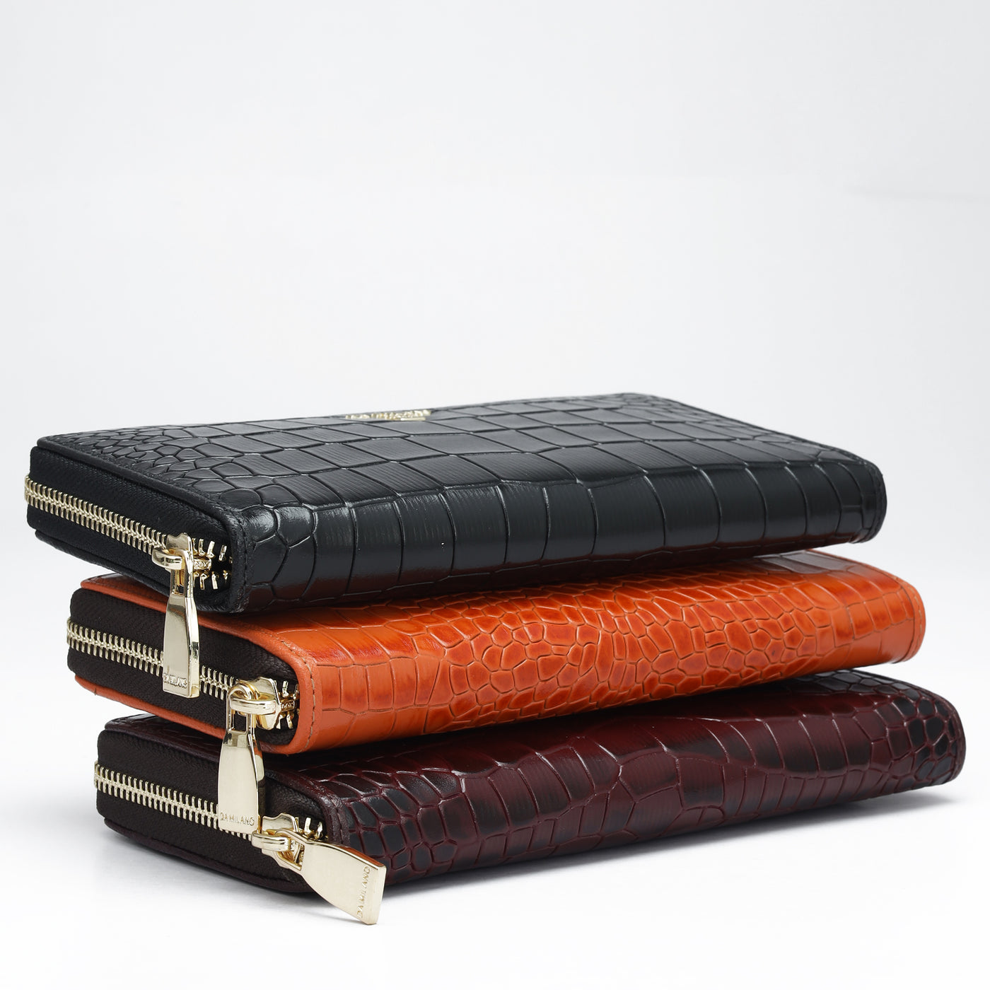 Croco Leather Ladies Wallet - Brick