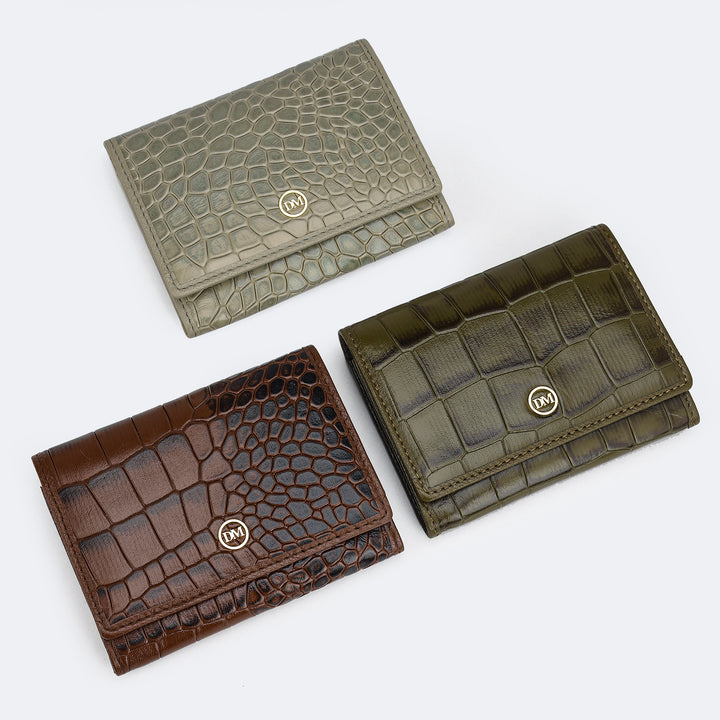 3 Slots Leather Card Case - Stone Grey