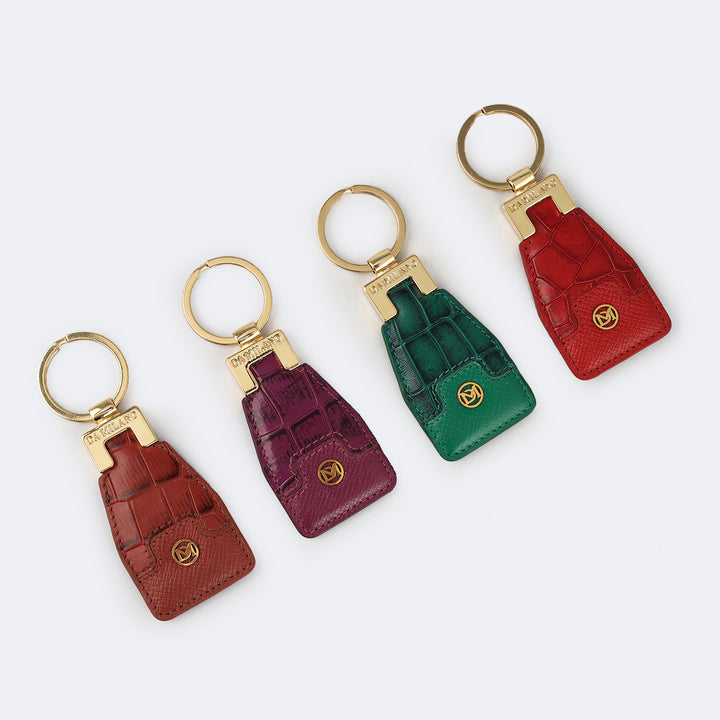 Croco Franzy Leather Key Chain - Emerald Green