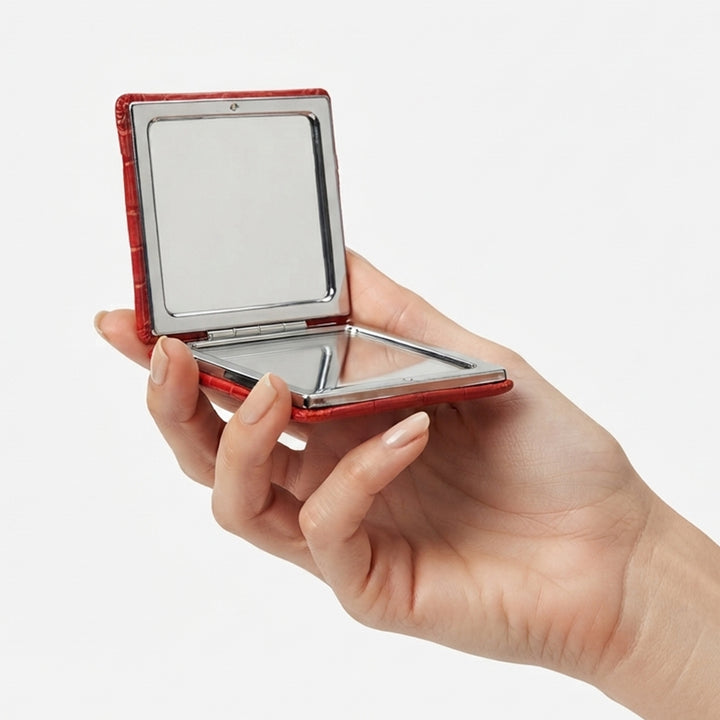 Classic Compact Pocket Mirror - Red