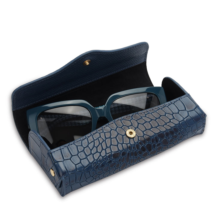 Croco-Texture Spectacle Case - Twilight