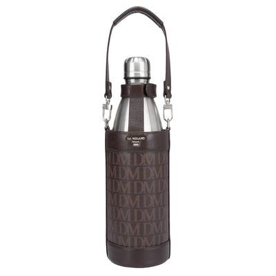 Monogram Leather Bottle  Case - Chocolate