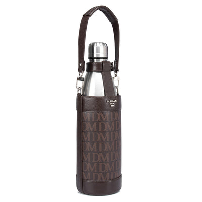 Monogram Leather Bottle  Case - Chocolate