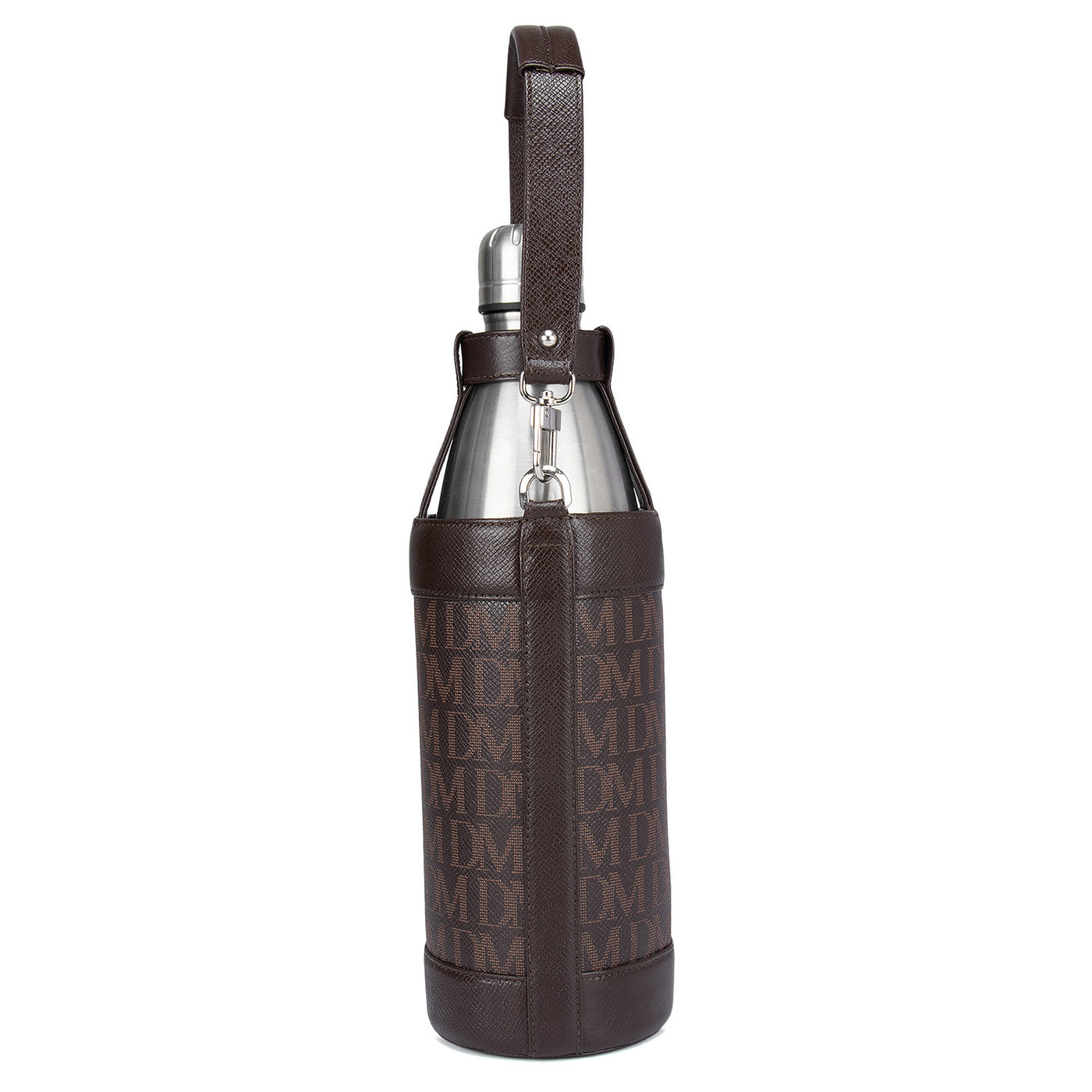 Monogram Leather Bottle  Case - Chocolate