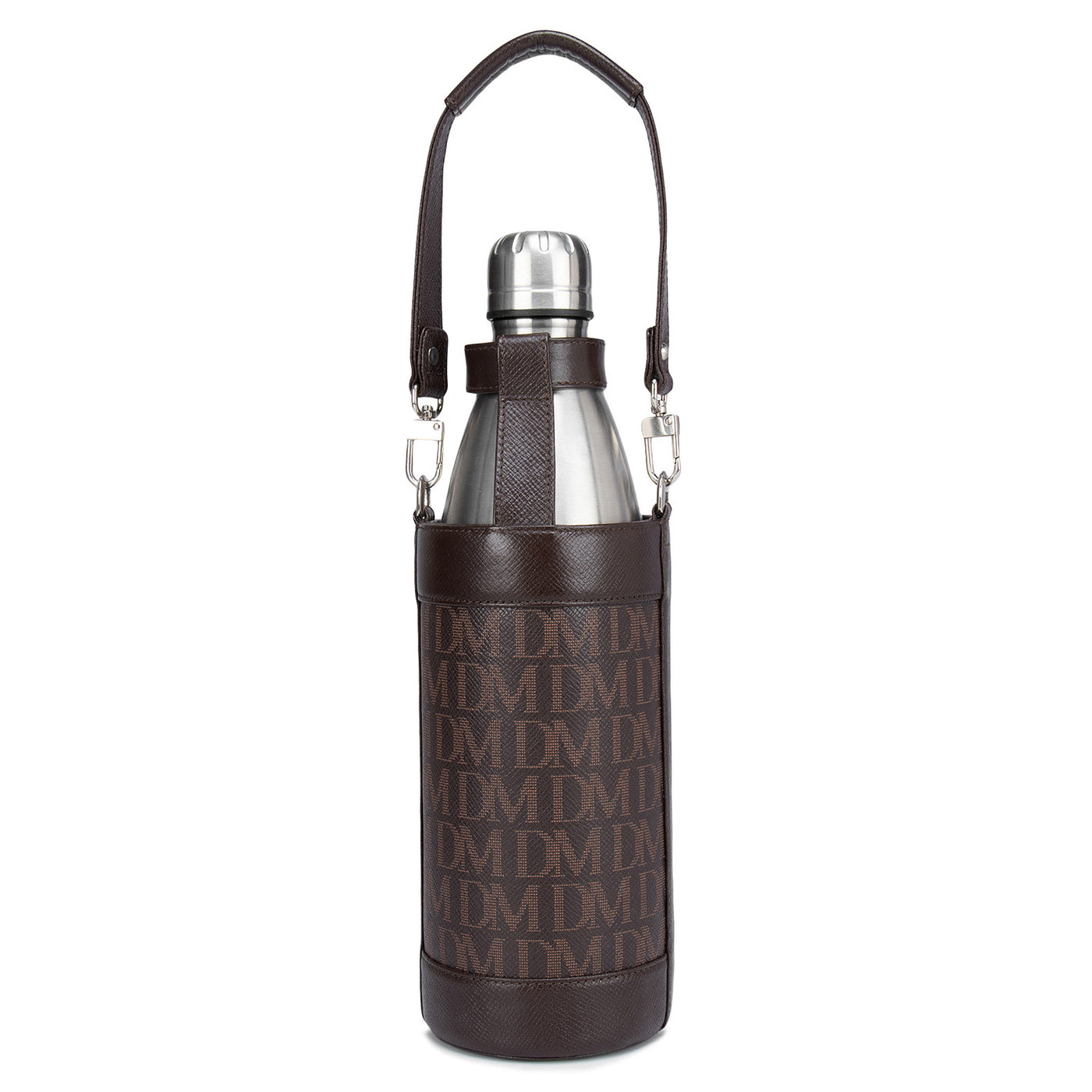 Monogram Leather Bottle  Case - Chocolate