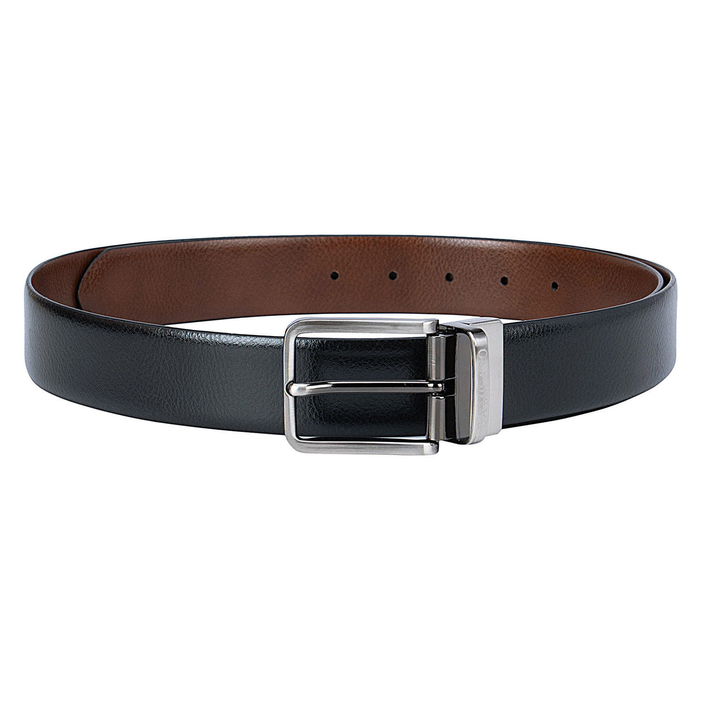 Formal Wax Leather Mens Belt - Black & Cognac