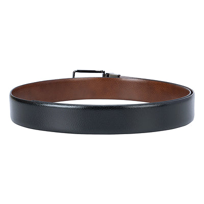 Formal Wax Leather Mens Belt - Black & Cognac