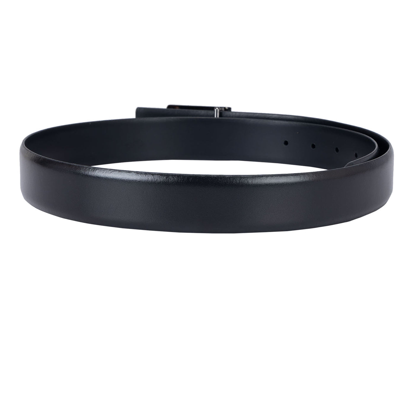 Casual Plain Leather Mens Belt - Black