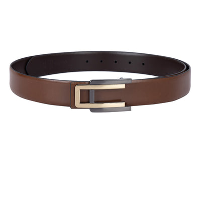 Casual Plain Leather Mens Belt - Cognac