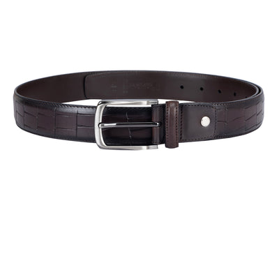 Casual Croco Leather Belt - Brown