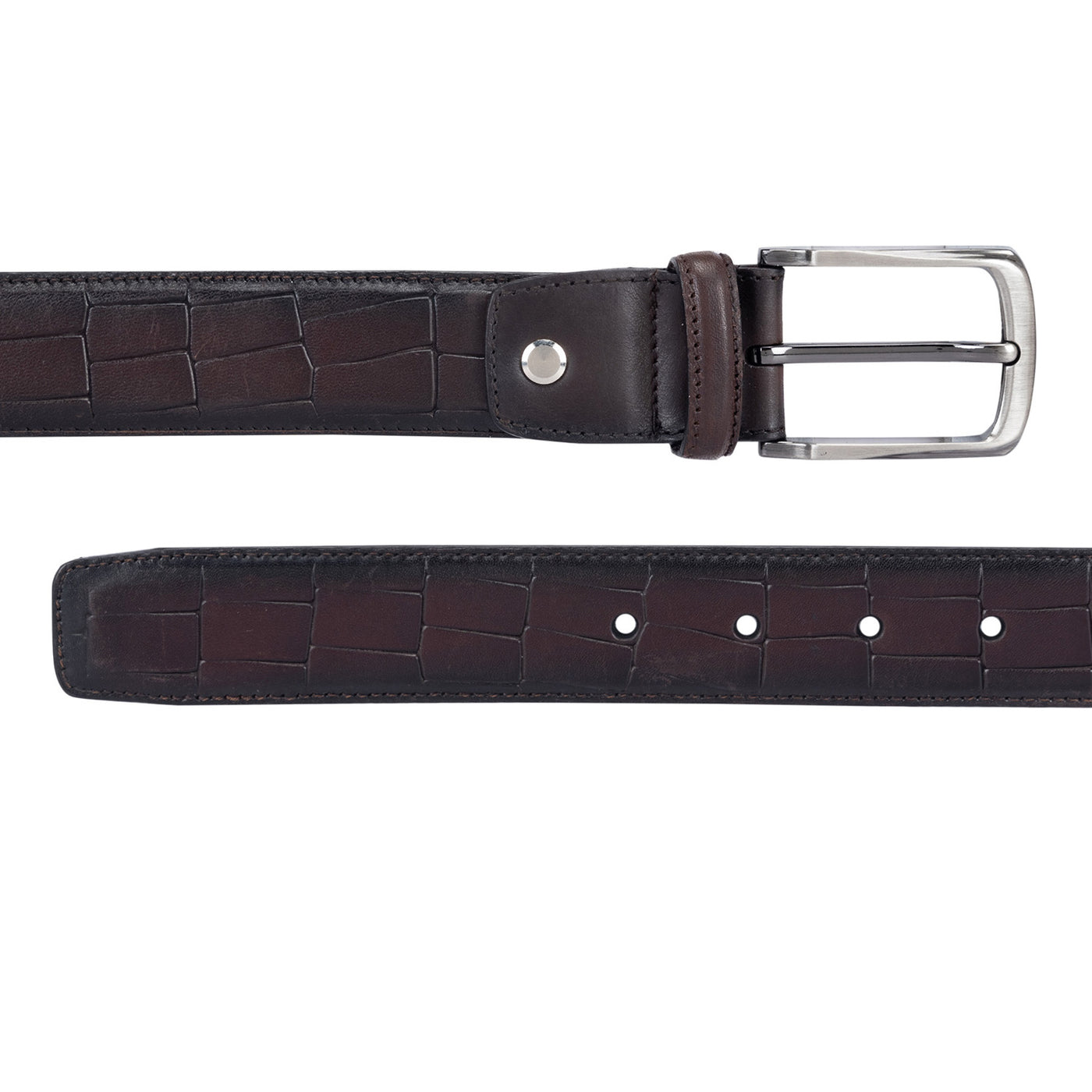 Casual Croco Leather Mens Belt - Brown