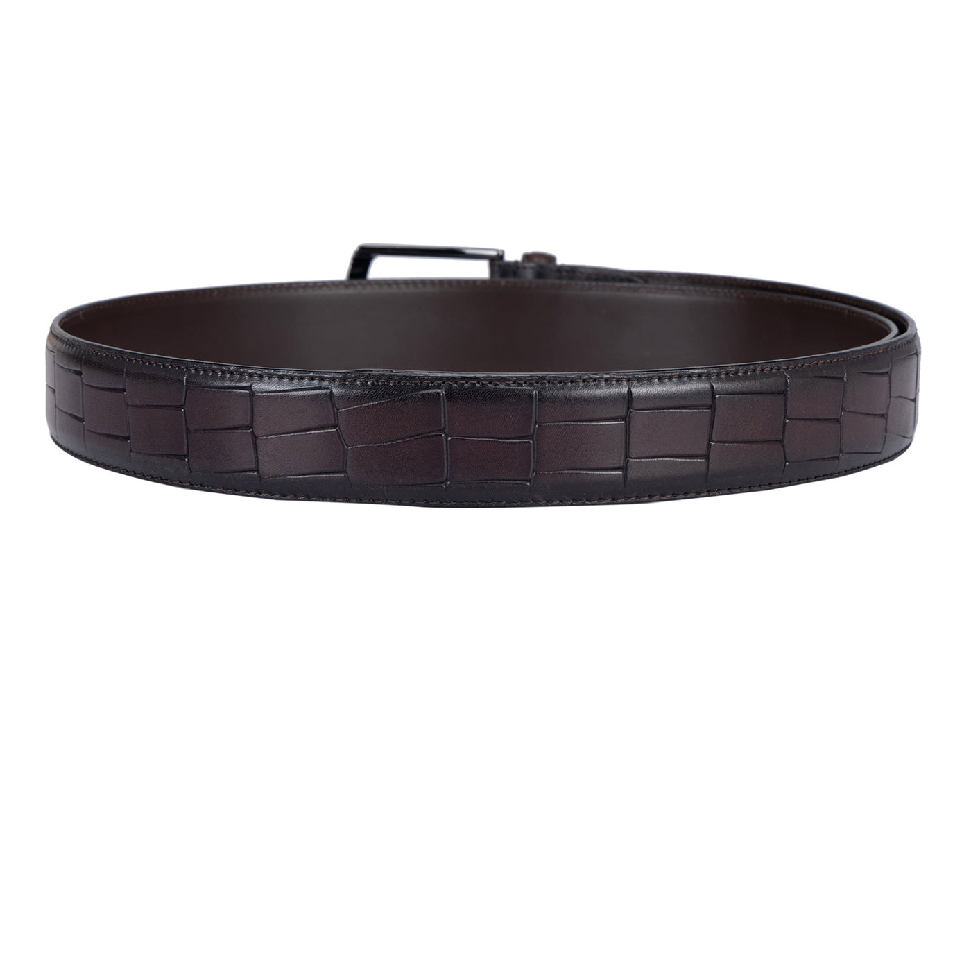 Casual Croco Leather Mens Belt - Brown