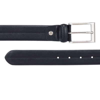 Formal Saffiano Leather Mens Belt - Black